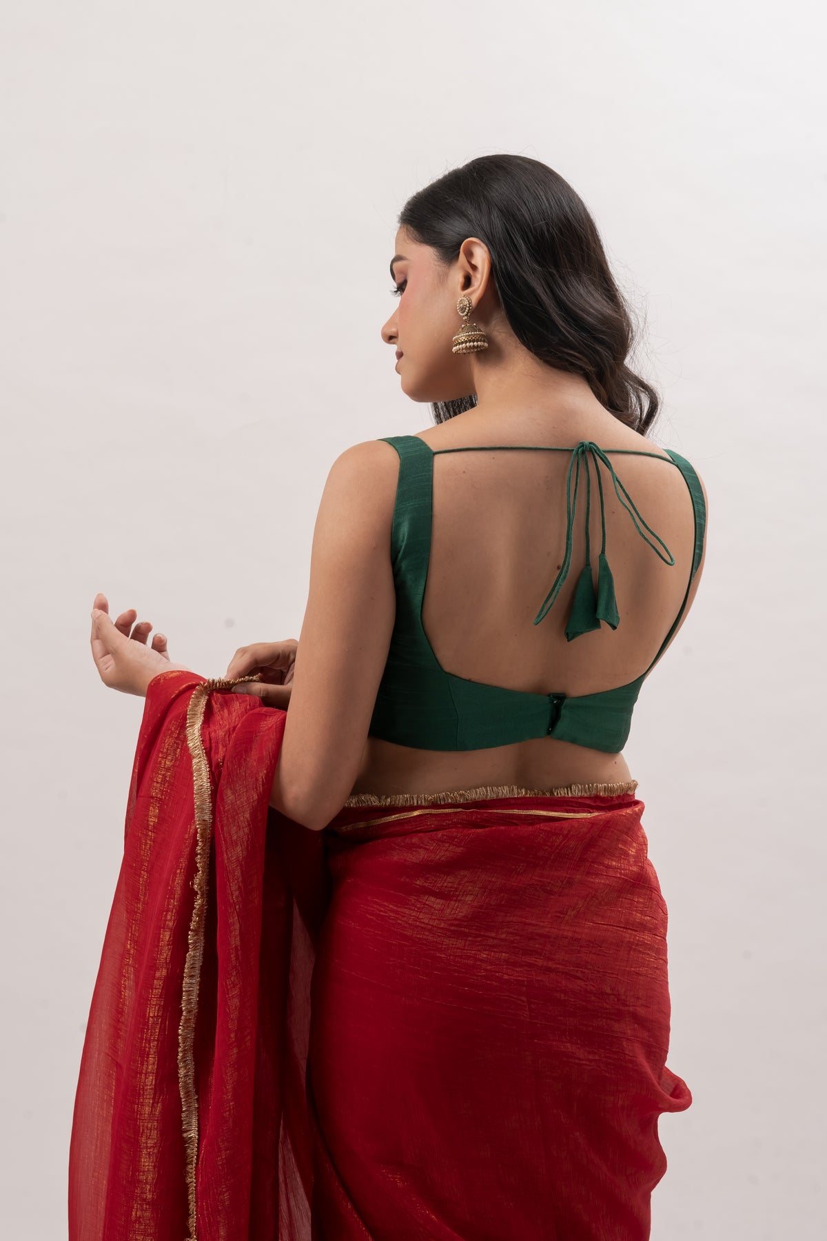 Emerald Green Sleeveless Sweetheart Blouse