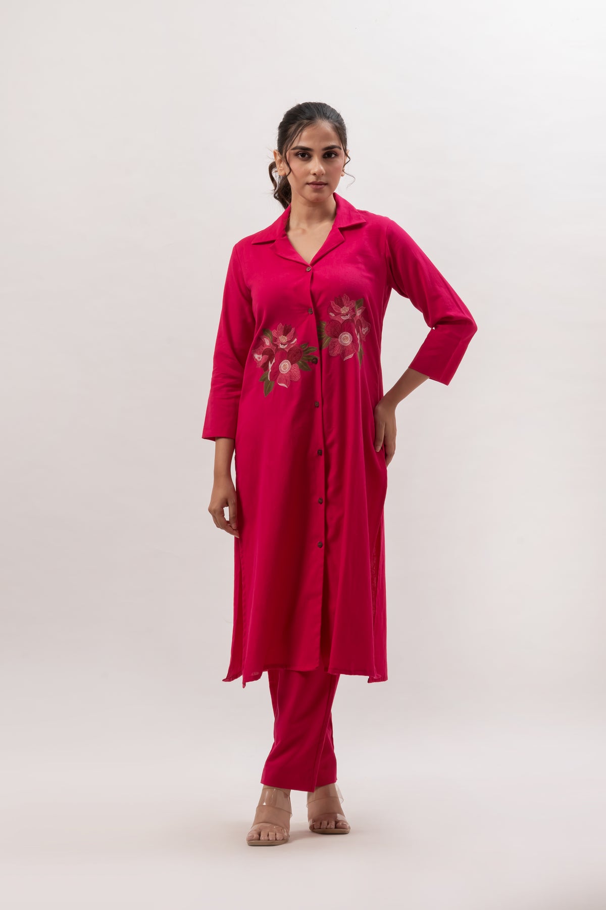 Raspberry Pink Embroidered co-ord set