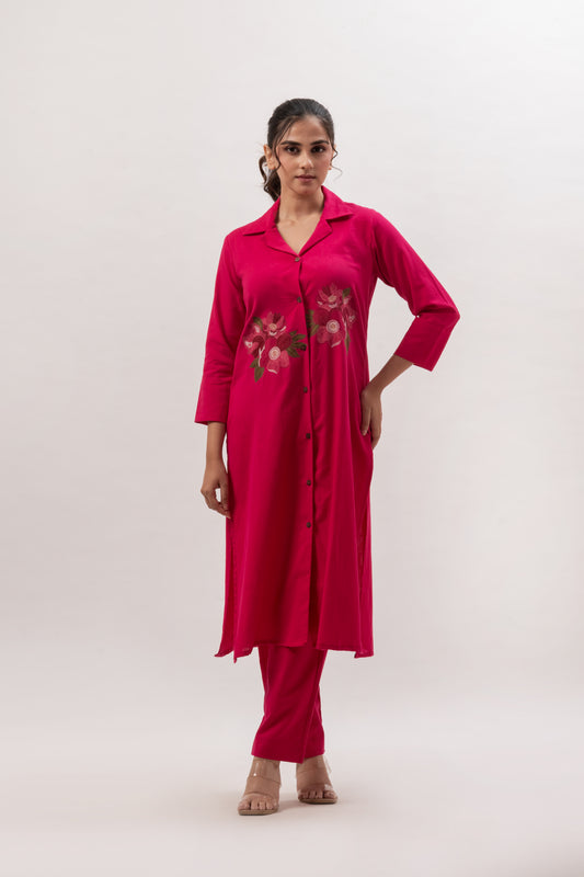 Raspberry Pink Embroidered co-ord set