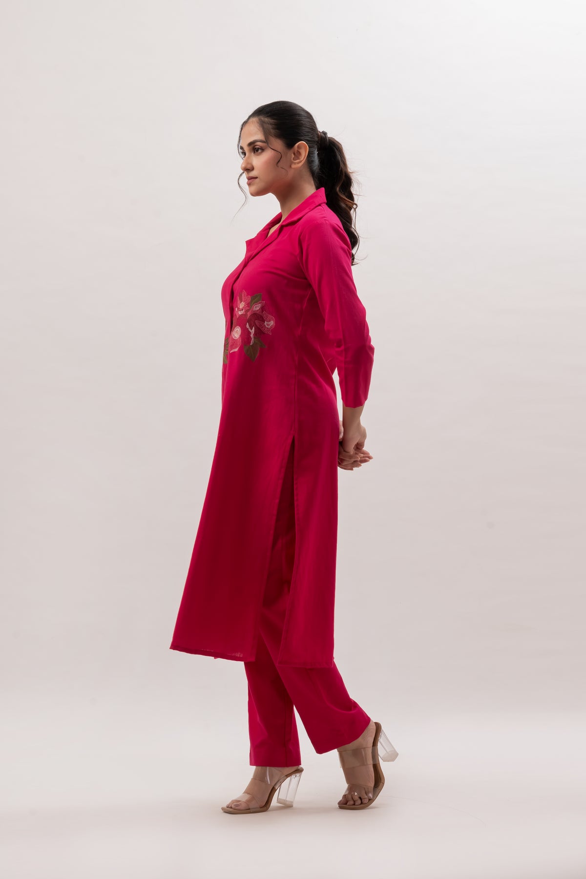 Raspberry Pink Embroidered co-ord set