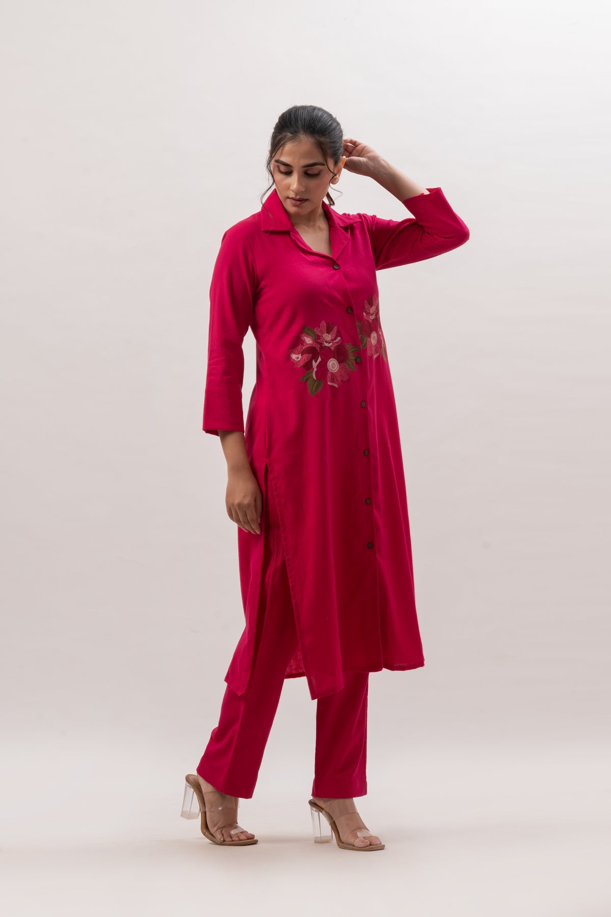 Raspberry Pink Embroidered co-ord set
