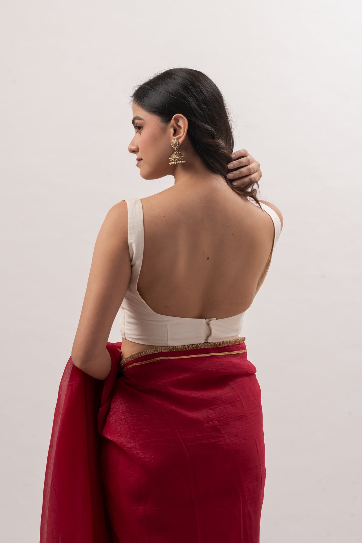 Off-White Sleeveless Sweetheart Bustier Blouse