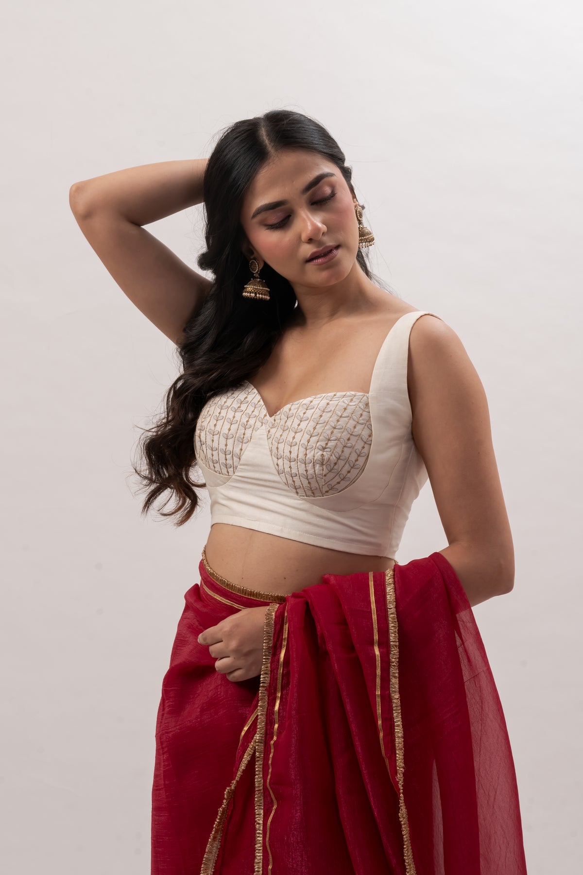 Off-White Sleeveless Sweetheart Bustier Blouse