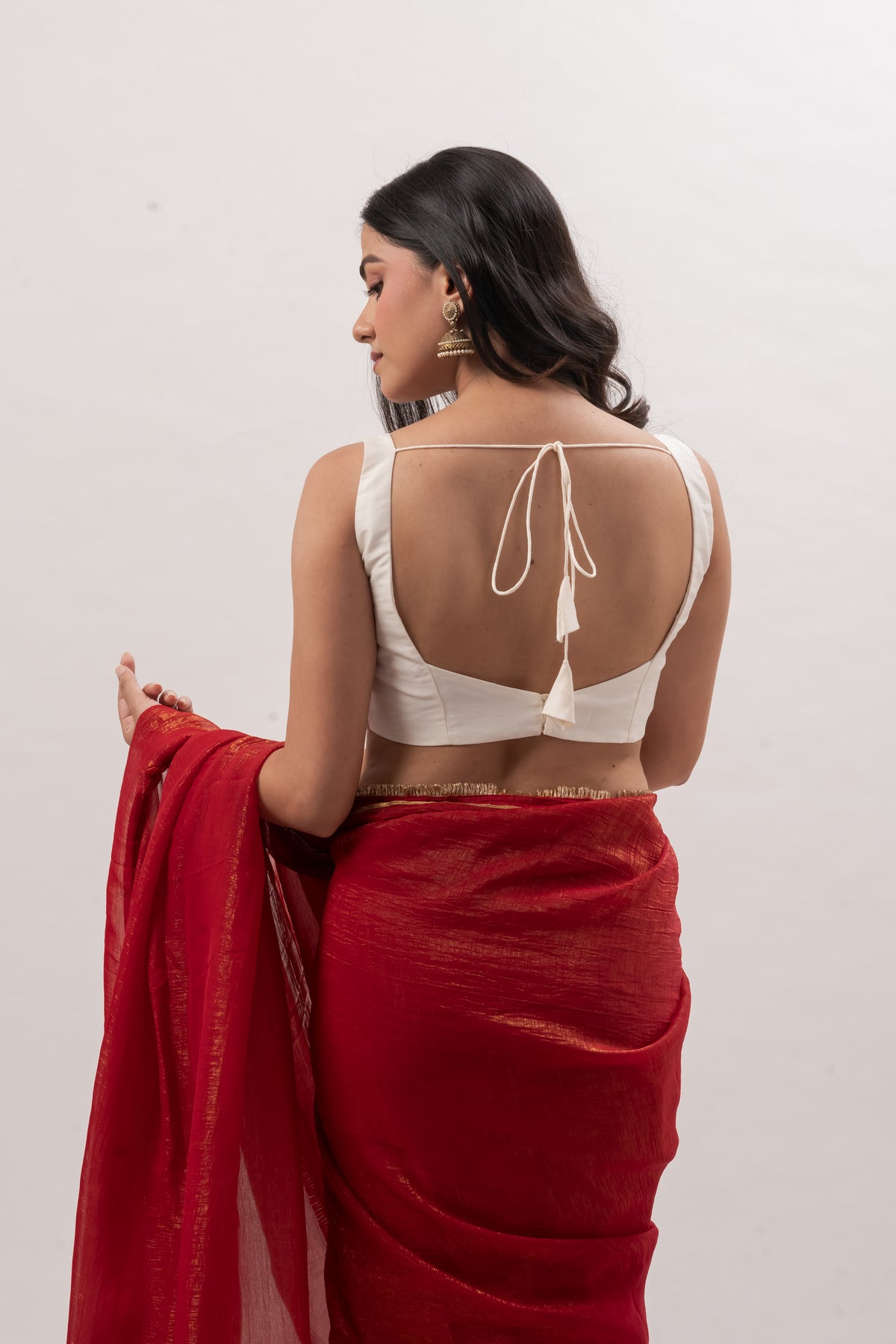 Off-White Sleeveless Sweetheart Blouse