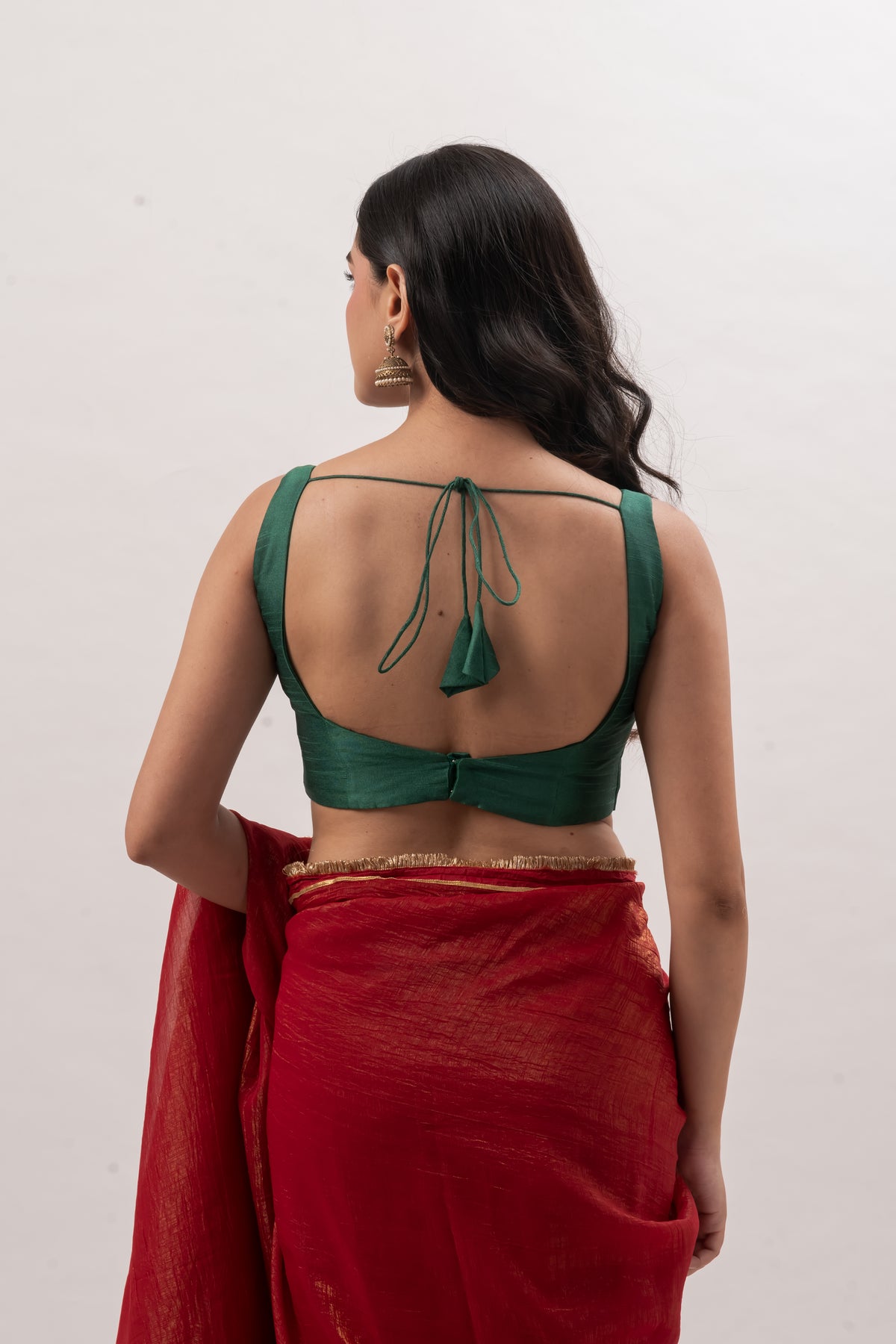 Emerald Green Sleeveless Sweetheart Blouse