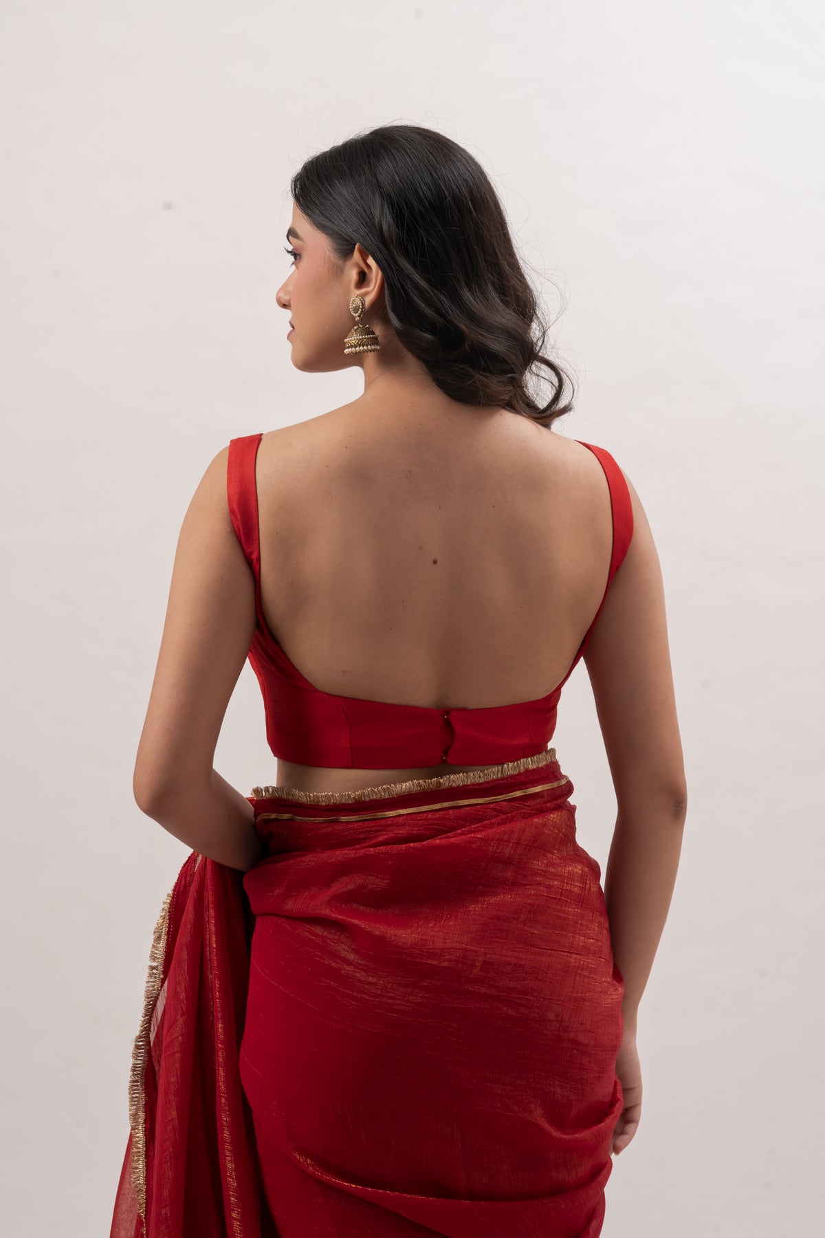 Crimson Red Sleeveless Sweetheart Bustier Blouse