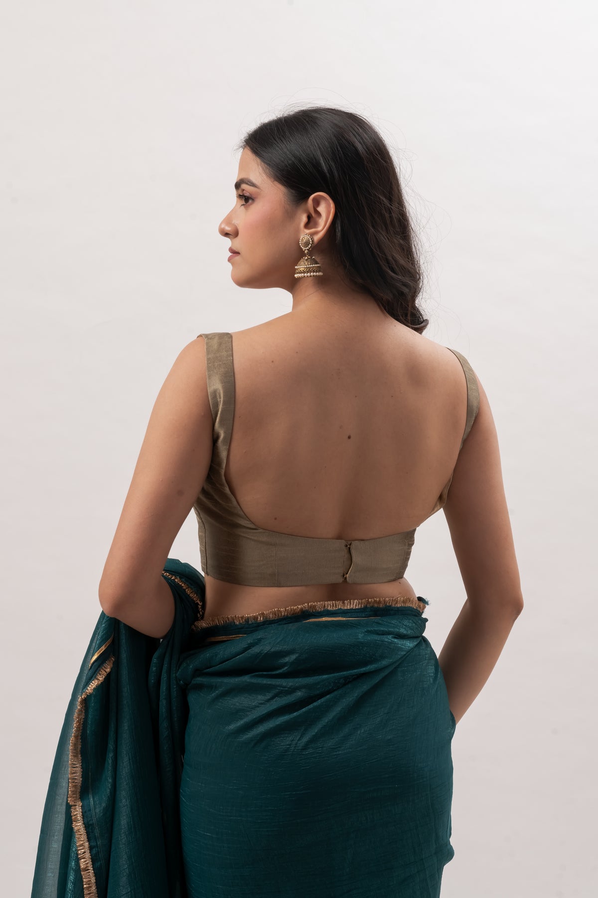 Antique Gold Sleeveless Sweetheart Bustier Blouse
