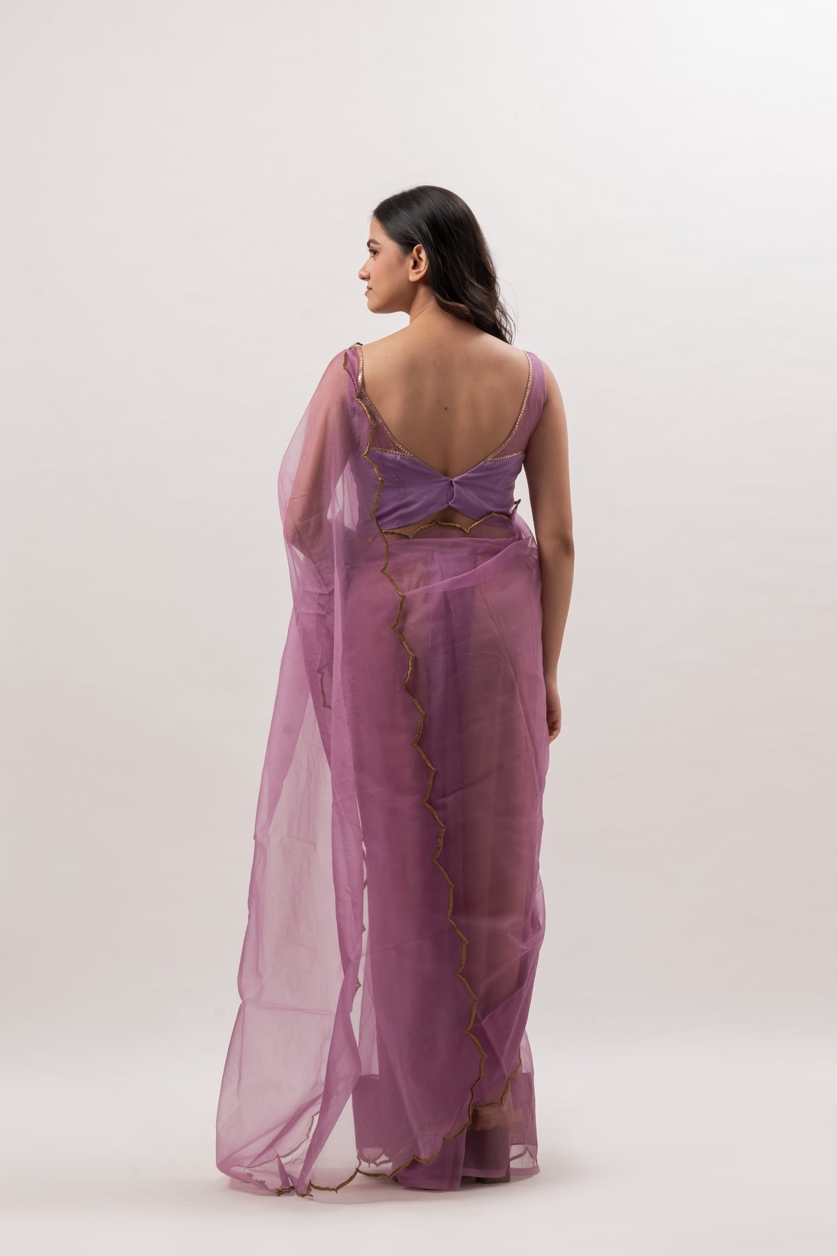 Zari Lilac Organza Saree