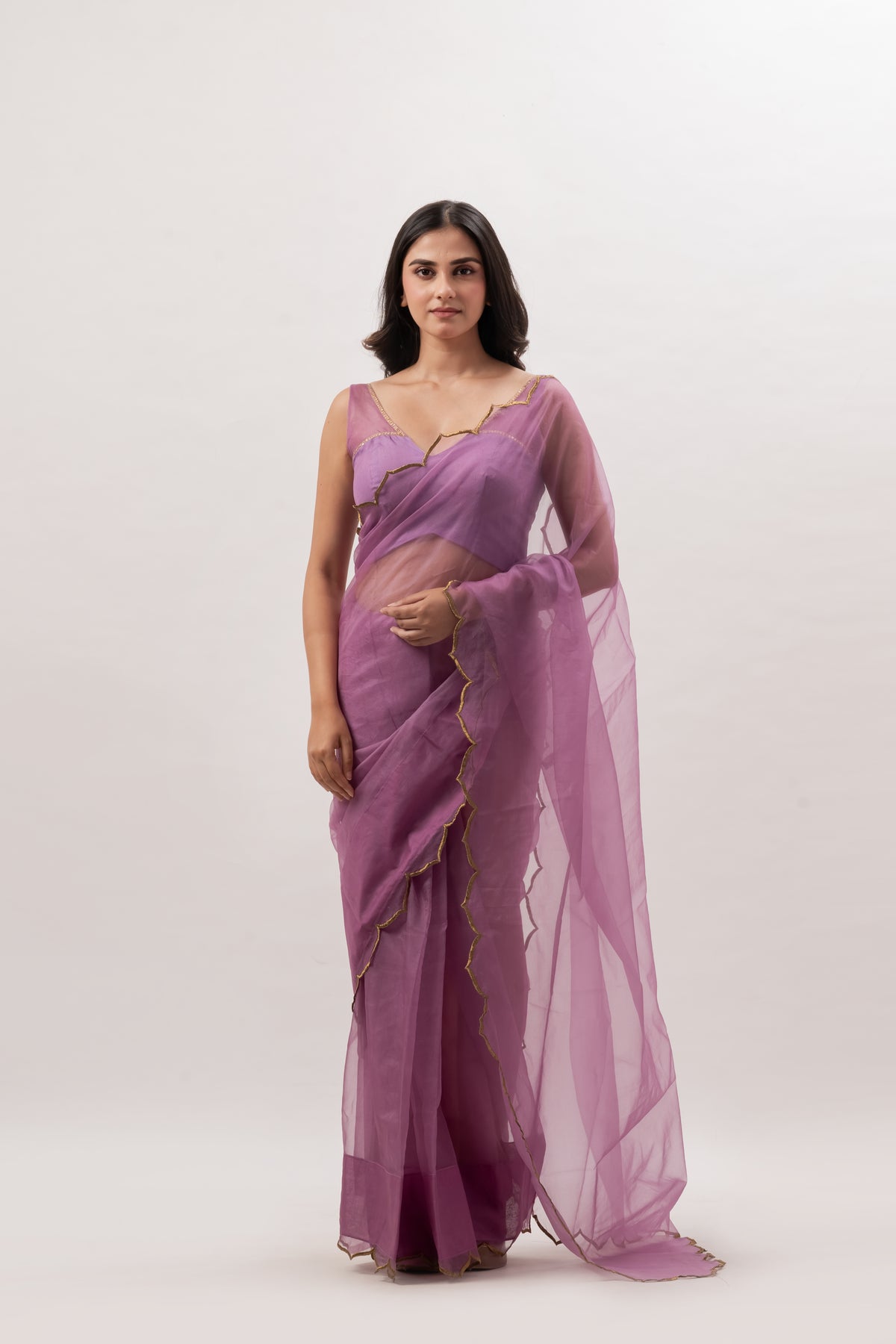 Zari Lilac Organza Saree