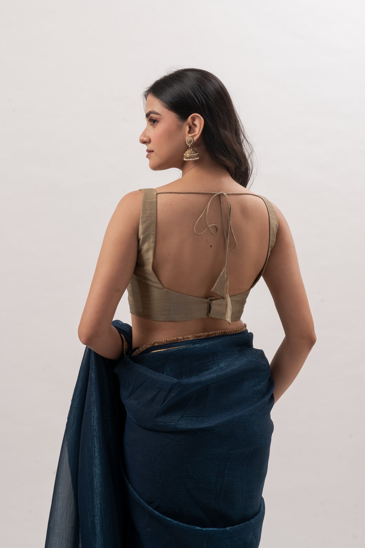 Antique Gold Sleeveless Sweetheart Blouse