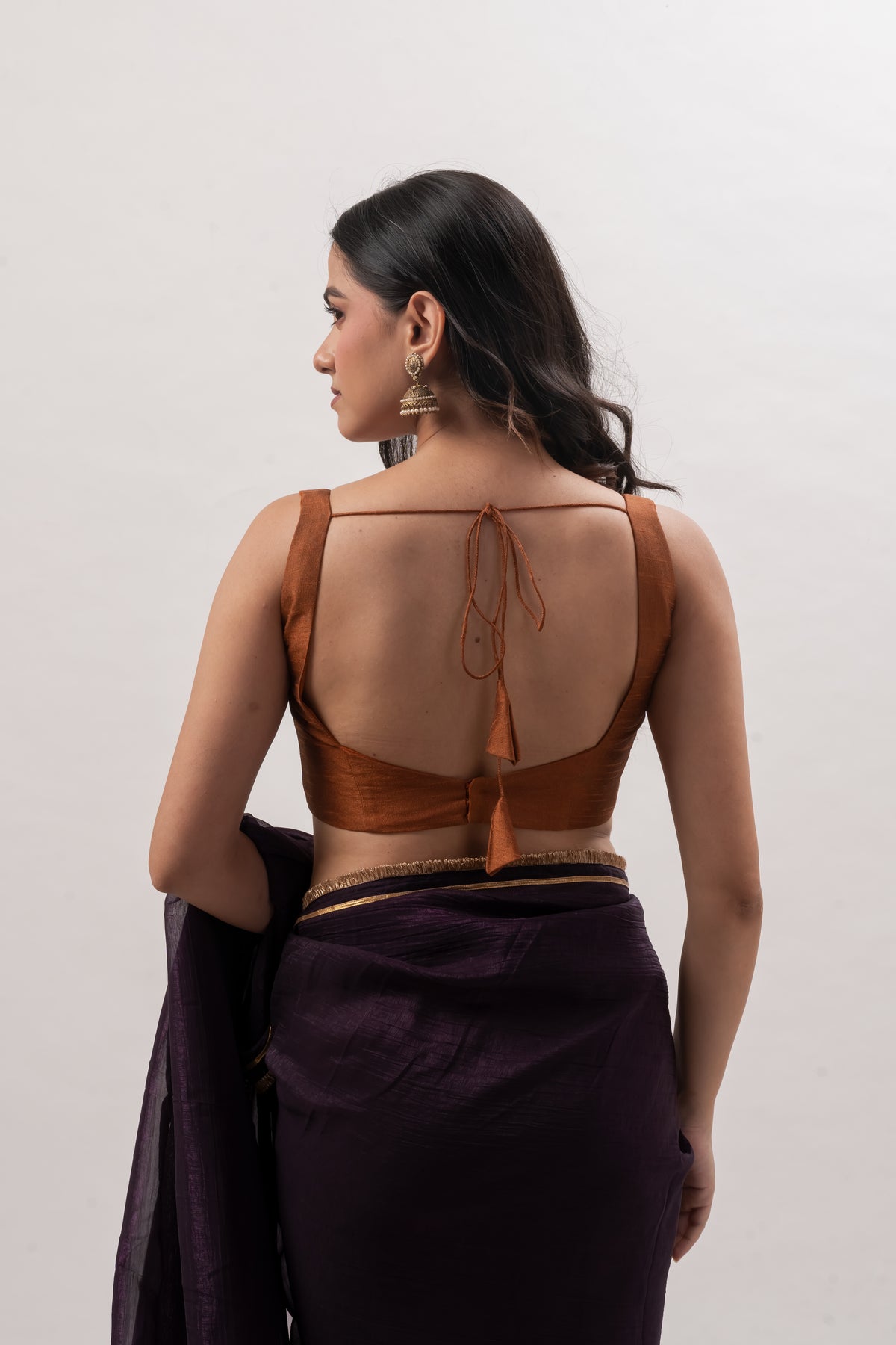 Copper Brown Sleeveless Sweetheart Blouse