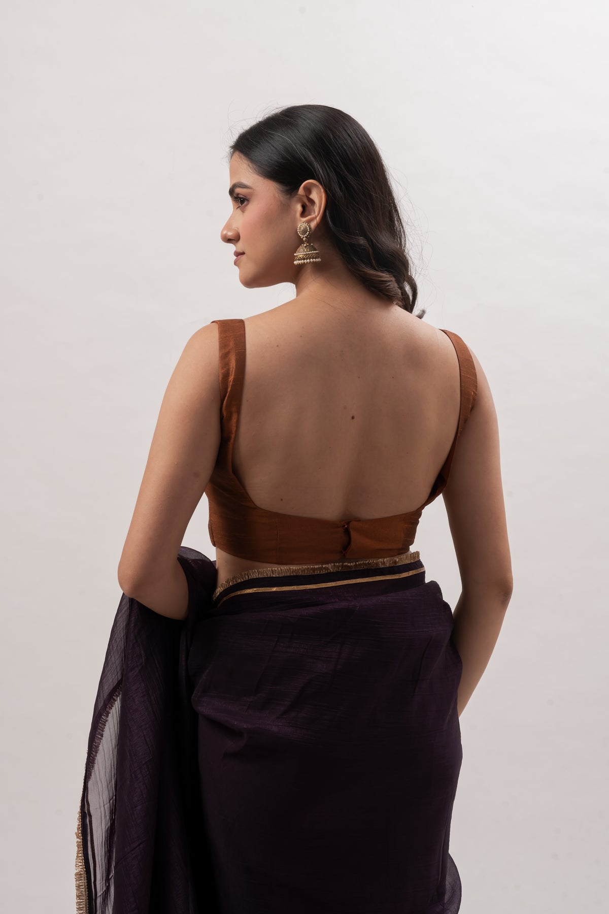 Copper Brown Sleeveless Sweetheart Bustier Blouse