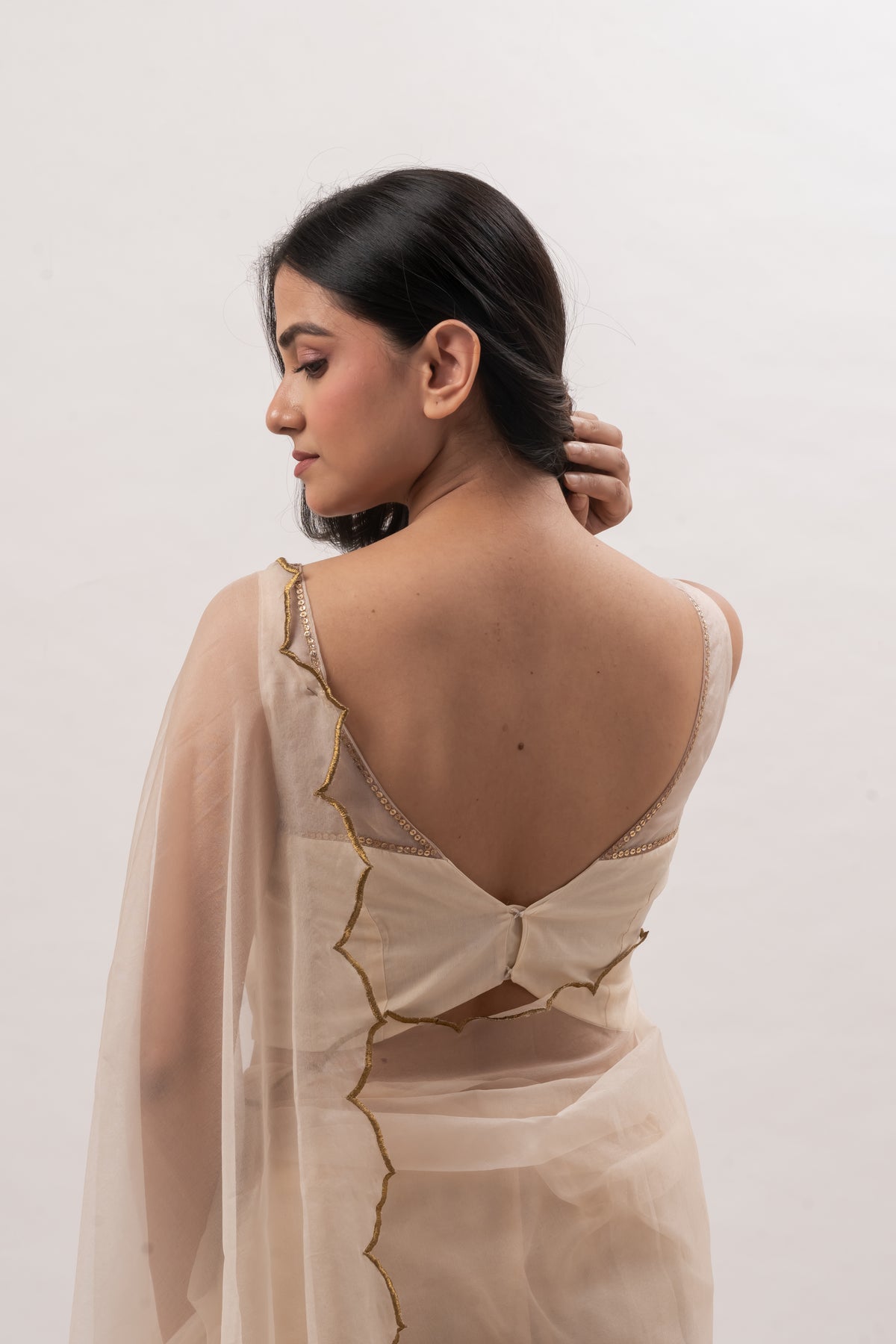 Off white Sleeveless Deep V-Neck Blouse