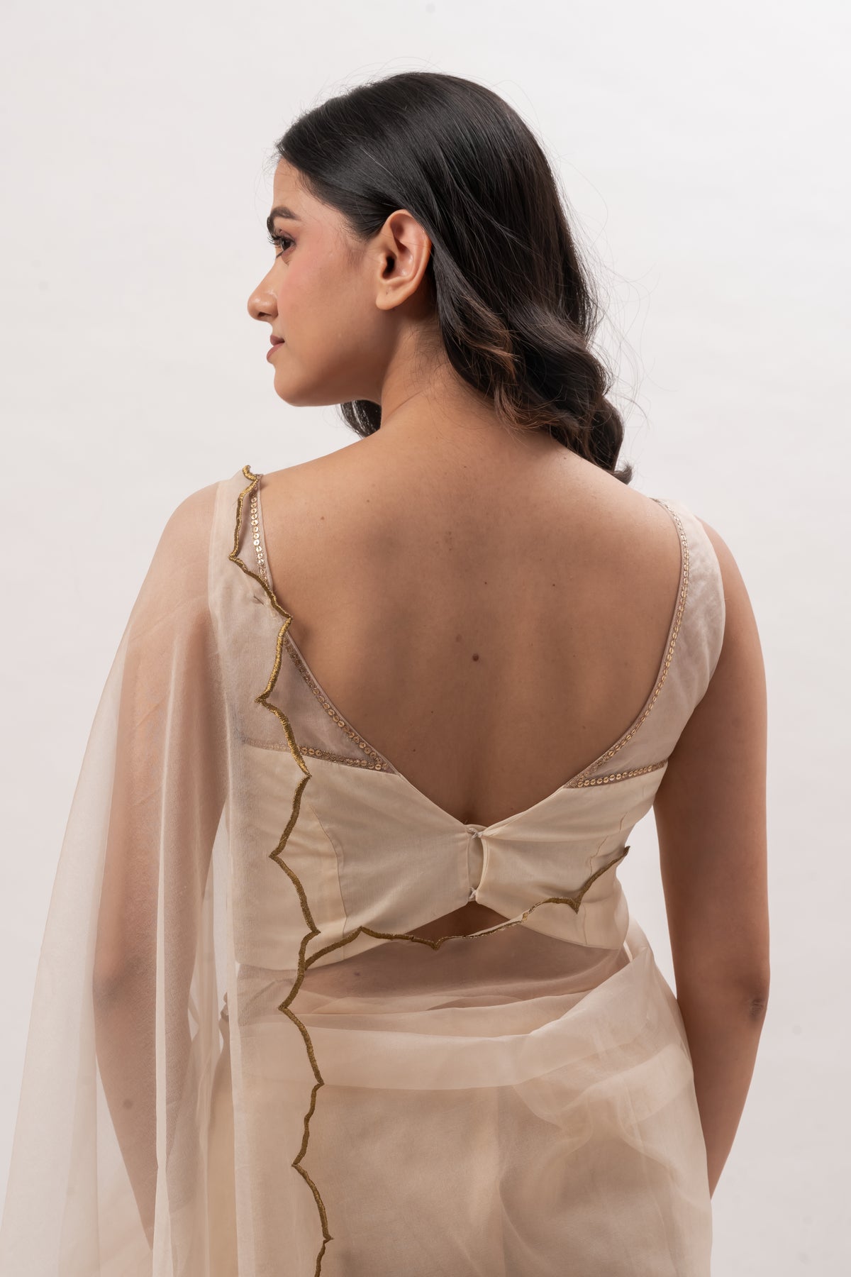 Off white Sleeveless Deep V-Neck Blouse