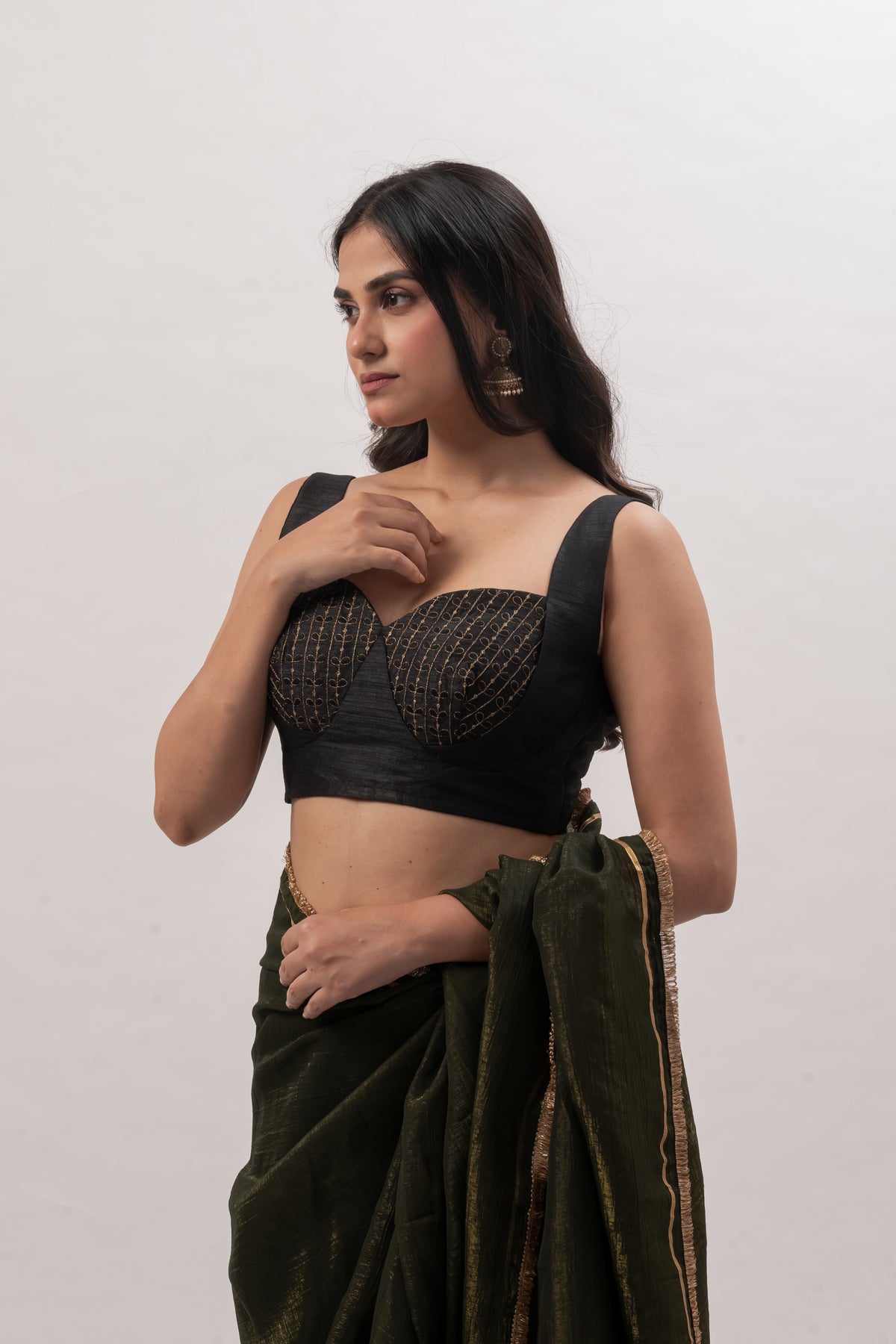 Black Sleeveless Sweetheart Bustier Blouse
