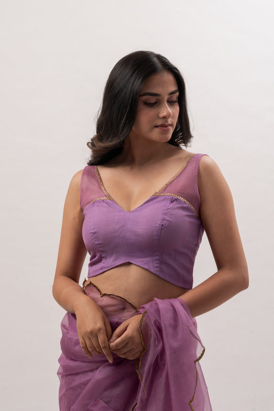 Lavender Sleeveless Deep V-Neck Blouse