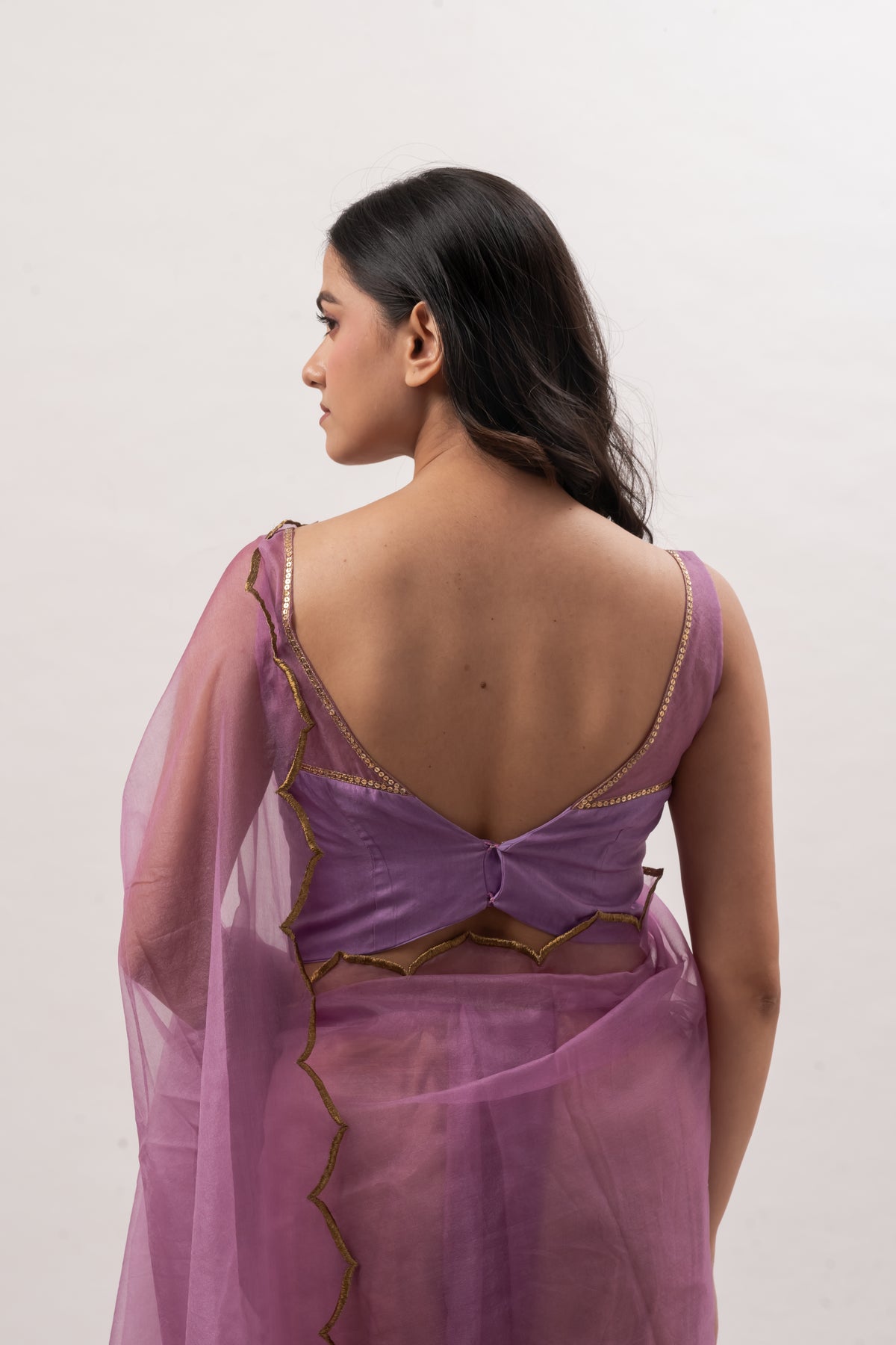 Lavender Sleeveless Deep V-Neck Blouse
